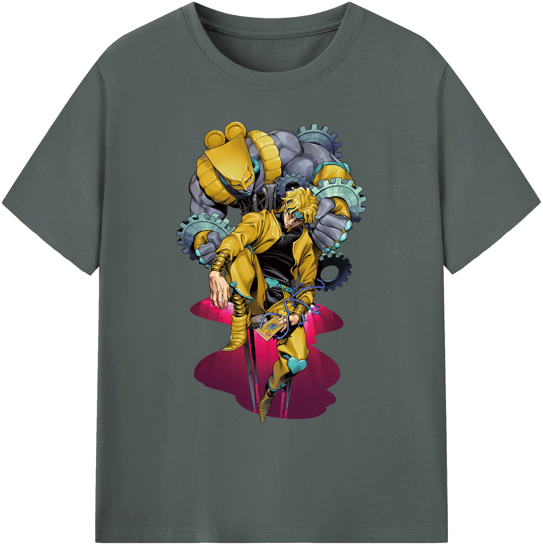 （画像用） ジョジョの奇妙な冒険 ディオ?ブランドー JoJo's Bizarre Adventure Dio Brando 綿100％ メンズ半袖Tシャツ｜肌触りやわらか＆通気性